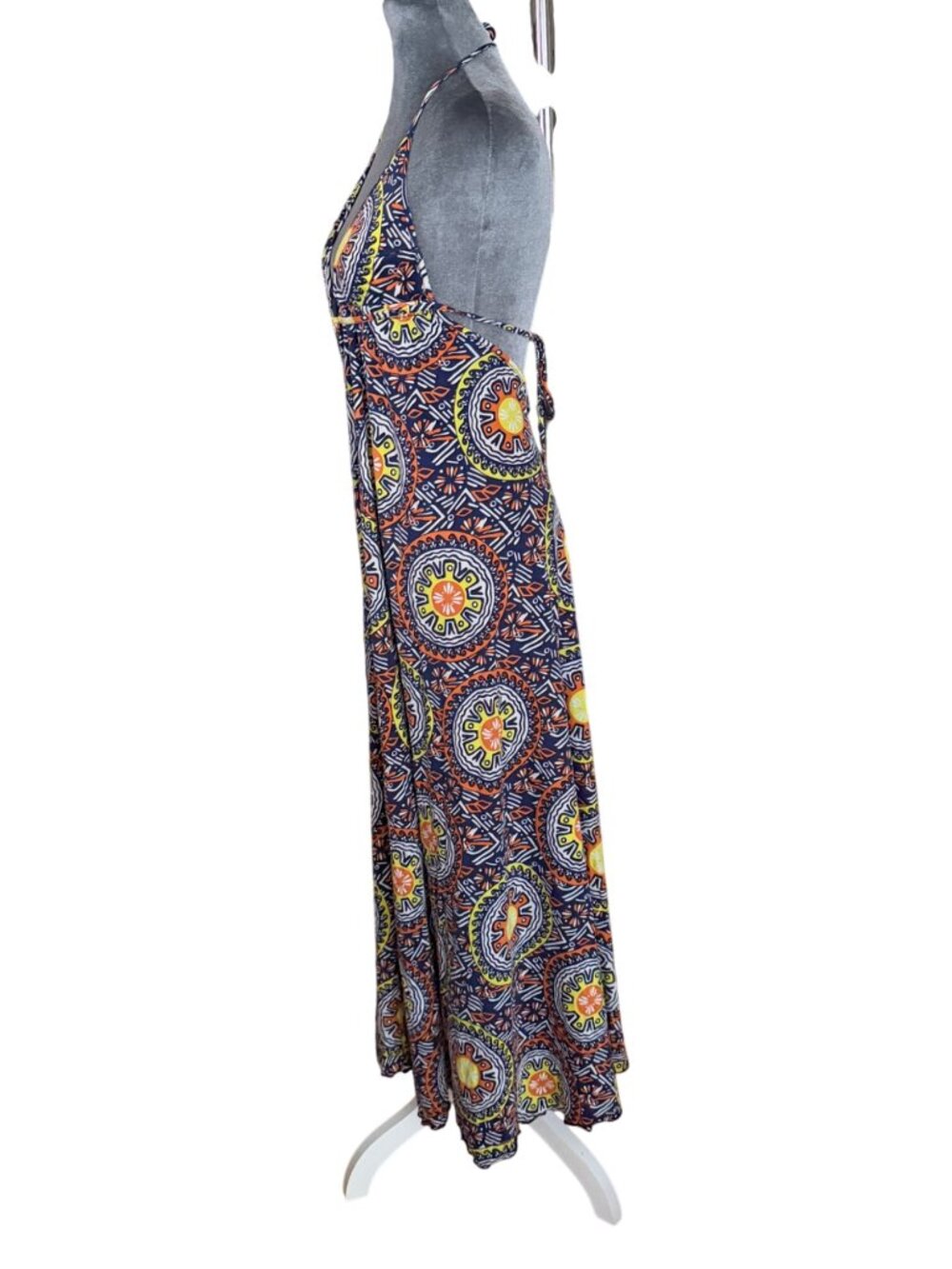 Karina Grimaldi Silk Jersey Halter Maxi Dress Made In USA - Picture 3 of 5